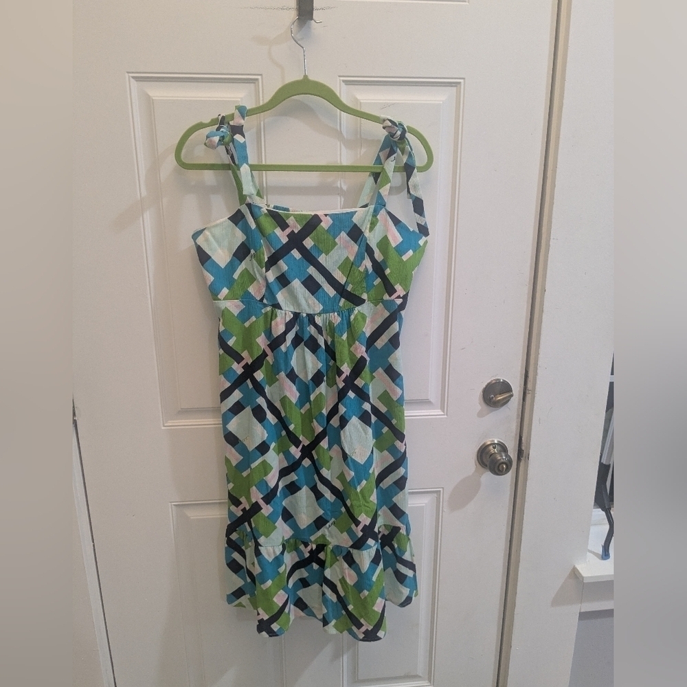 Lilly Pulitzer Blue and Green Geometric Dress